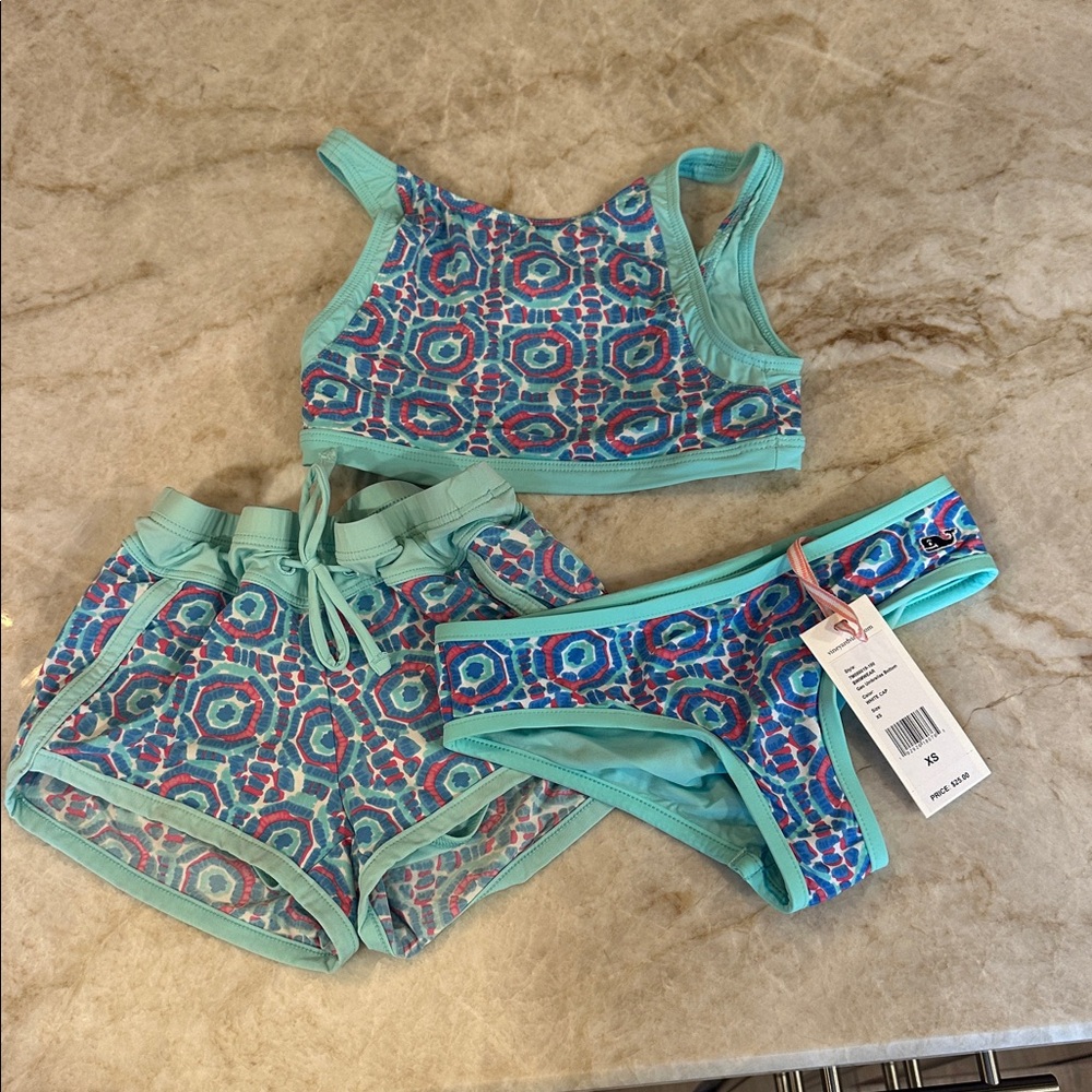 Vineyard Vines Kids Swim Set - Blue and Pink